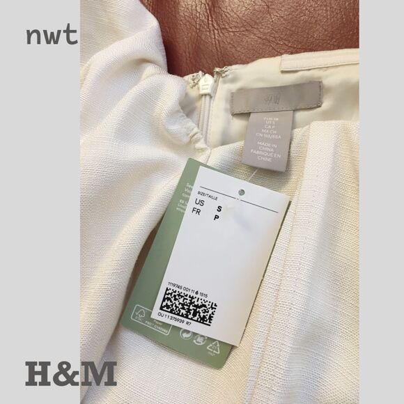 NWT H&M Peplum Blouse Top Natural White, Size S - Picture 7 of 7